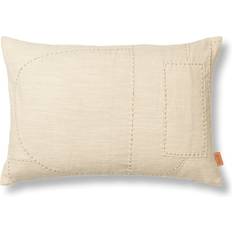 ferm LIVING Darn Cushion Complete Decoration Pillows Beige, White, Natural (60x40cm)