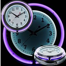 Clocks Trademark Fine Art 14 Retro Neon Double Light Vintage Style Wall Clock