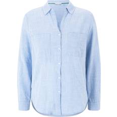 Tom Tailor Dame Skjorter Tom Tailor Bluse - Lyseblå/Hvid