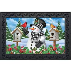 Checkered Entrance Mats Briarwood Lane Checkered Snowman Winter