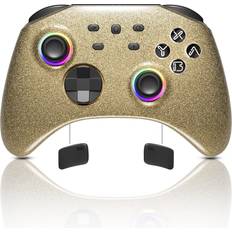 Gold Gamepads Mytrix Gold Glitter Wireless Pro RGB Controller With Programmable Back Buttons And Turbo, For Nintendo Switch, PC, Android & IOS