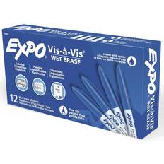 Expo Low Odor Wet Erase Markers Fine Point Blue 12-pack