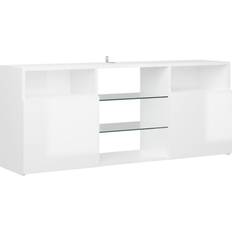 Glas - Vita Bänkar vidaXL LED Lights High Gloss White TV-bänk 120x50cm