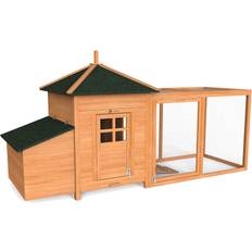 Vounot Chicken Coop and Run Wooden Hen House with Nest Box 190x100x55cm