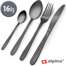 Goedkoop Besteksets Alpina Bestekset Zwart Set of 4