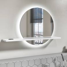 White Bathroom Mirrors Ersa Round Backlit