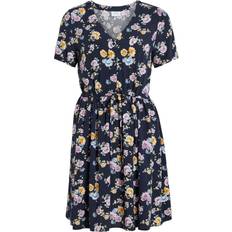 Vila Floral Short Sleeved Dress - Navy Blazer