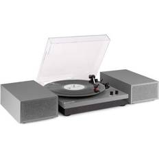 Skivspelare Fenton RP165G stereo skivspelare med Bluetooth och högtalare Alu silver, Skivspelare och stereo RP165G