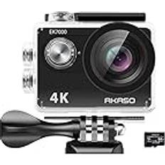 Akaso EK7000 Action Cam 4K30FPS mit 64GB microSDXC Speicherkarte Unterwasserkamera 170°Ultra Weitwinkel Full HD Sportcamera mit 2 Zoll LCD Bildschirm 2.4G Fernbedienung