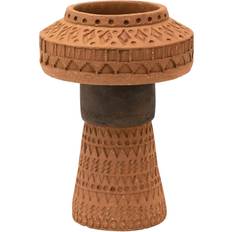 Storied Home Bloomingville Handmade Debossed Terra-Cotta Color Terracotta Black Vase