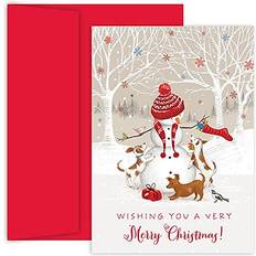 Red Cards & Invitations Jam Paper Christmas Card Sets Snowman & Friends 18/Pack