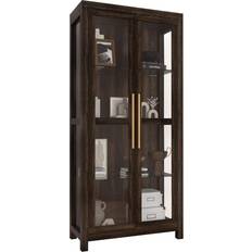 Natural Storage Cabinets Belleze Tall Dark Walnut Storage Cabinet 31.5x68"