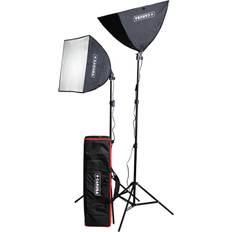 Stativ lampa Caruba LED-studiobelysning, komplett set med stativ och softboxar