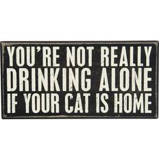 Wall Decor on sale Primitives by Kathy Drinking Alone Cat Box Sign Wall Decor