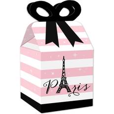 Plastic Cups Big Dot of Happiness Paris, Ooh La La Square Favor Gift Boxes Paris Themed Baby Shower Birthday Party Bow Boxes Set 12