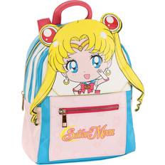 Laptop/Tablet Compartment - Women School Bags Moon Chibi Face Backpack - Blue