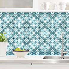 Azulejos Crédence Cuisine Mélange De Carreaux Géométriques Cœurs Turquoise