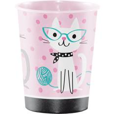 White Paper Cups Creative Converting Cat Party Plastic Keepsake Cups, 8 ct