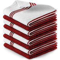 Stripes Dishcloths Zulay Kitchen 8 Pack Absorbent Dishcloth Red