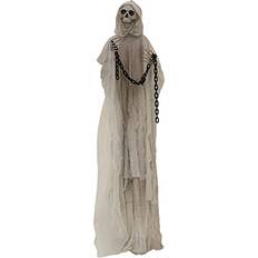 Party Decorations Haunted Hill Farm 6.25 ft. Animated Reaper, Indoor/Outdoor Halloween Decoration, LED Red Eyes, Poseable