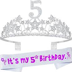 Birthdays Photo Props, Party Hats & Sashes Sashes 5th Birthday Tiara and Sash Silver