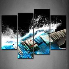 First Wall Art Guitar In Blue And Waves Looks Beautiful ‎Blue/Black Framed Art