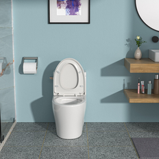 Toilets Jims Maison JimsMaison 1-Piece 1.28 GPF Single Flush Elongated Toilet in White