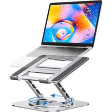 MCHOSE Adjustable Laptop Stand for Desk, Ergonomic Laptop Riser with 360° Rotating Base, Foldable Notebook Computer Holder Stand Compatible with MacBook Air Pro, Dell XPS, more 10-17" Laptops, Silver