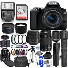 Canon EOS 250D Rebel SL3 DSLR with 18-55mm 500mm 64GB Flash Bundle