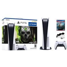 Game Consoles Sony PlayStation 5 Upgraded 1.8TB Disc Edition Call of Duty Modern Warfare II Bundle with God of War and Mytrix Controller Charger