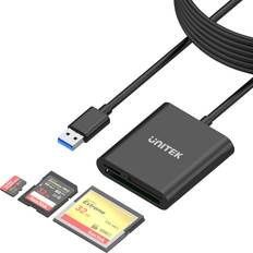 Unitek USB Card Reader 3-Slot USB 3.0 Compact Flash Card Reader, Read 3 Cards Simultaneously, Aluminum Memory Card Adapter CF, TF, SDXC, SDHC, SD, Micro SDXC, Micro SD, Micro SDHC- 4FT Black