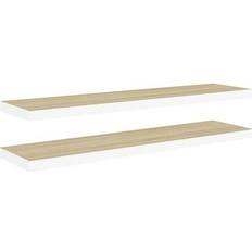 vidaXL 326586 Oak/White Wall Shelf 120cm 2pcs