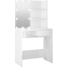 Trä Sminkbord vidaXL 808807 High Gloss White Sminkbord 40x74.5cm