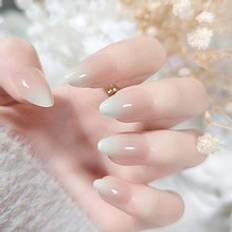 Long-lasting False Nails Shein Short Almond Shape False Nails With Press-On Style And 1 Cuticle Stick - Nude Color