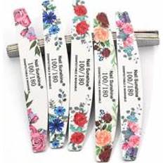 Shein 10pcs 100/180 Grit Floral Pattern Nail Double