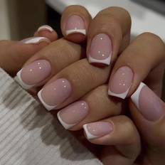 Long-lasting False Nails Shein Blue French Fake Nails Pink Cool Wear Nail Set