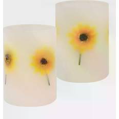 Candles LumaBase Dried Flowers Flameless Flower White Candle 4" 2pcs