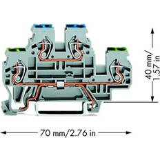 Wago 870-517 Dobbeltlags-beskyttelseslederklemme Trækfjeder Belægning: Terre, N