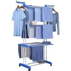 Rustfrit stål Tørrestativer Herzberg HG-8034BLU Beweglicher Kleiderständer Und Wäscheständer - Blau