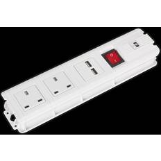 Sealey Extension Cable 2.6m 2 x 230V 2 x USB Sockets White