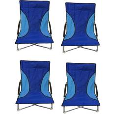 4 Blue Folding Low Seat Beach Chair Camping Chairs