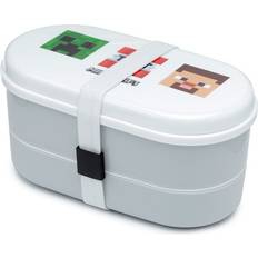 Grey Lunch Boxes Puckator Minecraft Bento Lunch Box with Cutlery Faces