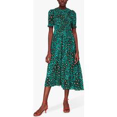 Whistles Women's Painted Leopard Shirred Dress Green/Multi