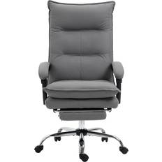 Shoulders Massage Chairs Vinsetto Microfibre Vibration Massage Office Chair with Heat, Footrest, Grey