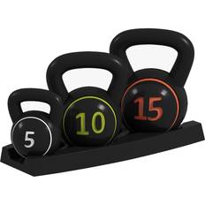 Kettlebells Sportnow Three-Piece Kettlebell Set, 5lbs, 10lbs, 15lbs with Storage Tray