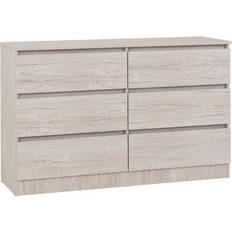 Natural Chest of Drawers SECONIQUE Malvern 6 Urban Snow Chest of Drawer 121x78cm