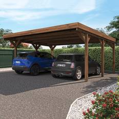 Marrón Aparcamientos cubiertos Carport Victor 572 x 511 cm Marrón (Área de construcción )