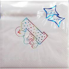 Npk Universal Textiles NPK 1st Birthday Foil Printed Napkins (Pack Of 15) Blanc