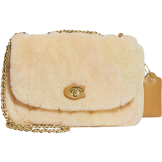 Coach Pillow Madison Shoulder Bag In Shearling With Quilting - Brass/Natura