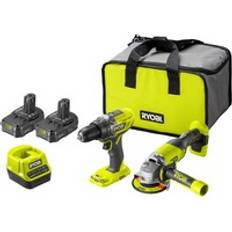 Ryobi Batteria Trapani a percussione Ryobi ONE Akku Combo-Set R18DDAG-220S, 18Volt, Werkzeug-Set